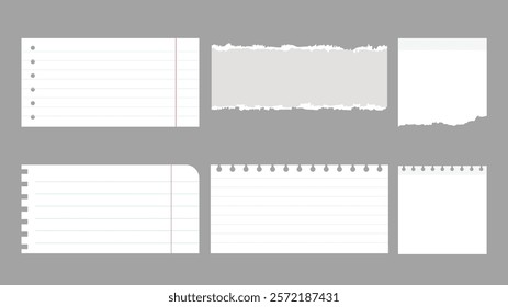 Paper and Paper torn set on gray background, Flat Modern design , illustration Vector EPS 10