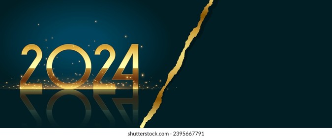 paper torn style 2024 new year festive wallpaper with text space vector