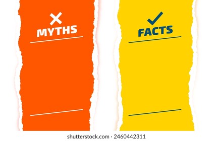 paper torn style myths vs facts versus battle with text space vector