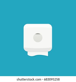 Paper towel dispenser on wall. Vector image isolated on background