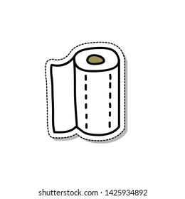 paper towel doodle sticker, vector illustration
