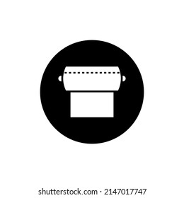 Icono de toalla de papel en redondo negro