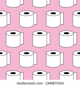 paper towel icon pattern seamless pink background. Editable outline paper towel icon.