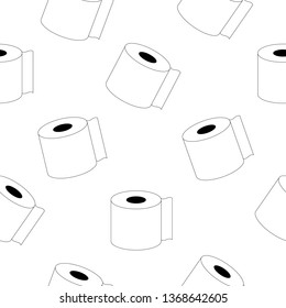 paper towel icon pattern seamless white background. Editable outline paper towel icon.