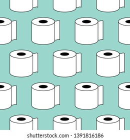paper towel icon pattern seamless green background. Editable outline paper towel icon.