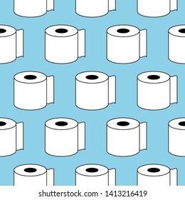 paper towel icon pattern seamless blue background. Editable outline paper towel icon.