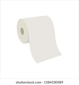 Paper Towel Icon, Roll Of Paper Towel Vector Art Illustration