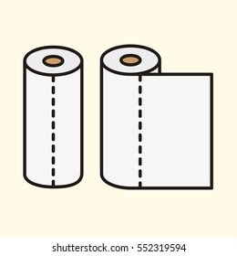 Paper Towel Napkin Roll Minimal Colorful Flat Line Stroke Icon Pictogram Symbol Illustration