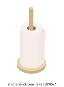 Paper towel roll with holder - hand drawn isometric vector illustration.
