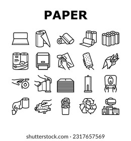 paper towel roll kitchen icons set vector. tissue toilet, hygiene napkin, white clean, hand wipe, wet stroke, bathroom dispenser paper towel roll kitchen black contour illustrations