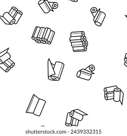 paper towel roll kitchen vector seamless pattern thin line illustration