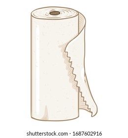 Rollo de toalla de papel. Ilustración de dibujos vectoriales.