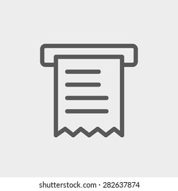 Toalla de papel con línea delgada de icono de rodillo para la web y el móvil, moderno diseño minimalista plano. Icono vector de gris oscuro sobre fondo gris claro.