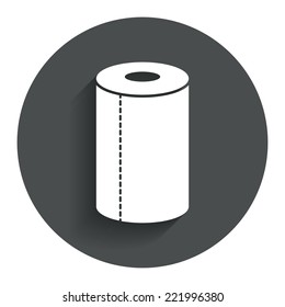 Paper towel sign icon. Kitchen roll symbol. Circle flat button with shadow. Modern UI website navigation. Vector