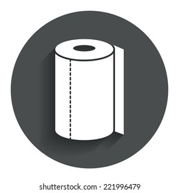 Paper Towel Sign Icon. Kitchen Roll Symbol. Circle Flat Button With Shadow. Modern UI Website Navigation. Vector