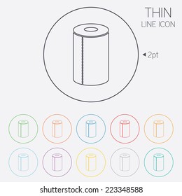 Paper towel sign icon. Kitchen roll symbol. Thin line circle web icons with outline. Vector