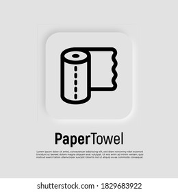 Paper towel thin line icon. Kitchen equipment. Hand tissue. Vector illustration.