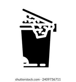 paper towel trash glyph icon vector. paper towel trash sign. isolated symbol illustration