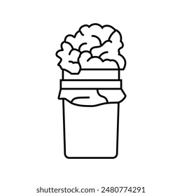 paper towel trash line icon vector. paper towel trash sign. isolated contour symbol black illustration