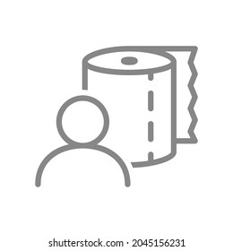 Paper towels and user line icon. Paper roll, napkins, wet wipes, wipes for intimate hygiene symbol