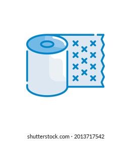 Paper towels vector blue colours icon style illustration. EPS 10 file 