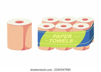 Paper towels vector cartoon illustration isolated on a white background.