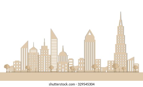 Paper Town.  Vector Illustration