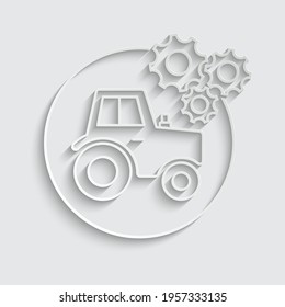 paper tractor icon vector. agricultural service icon 