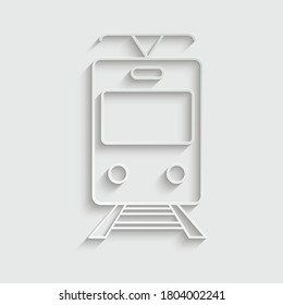 paper tram icon vector - sign