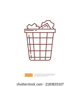 Paper Trash Bin Line Icon