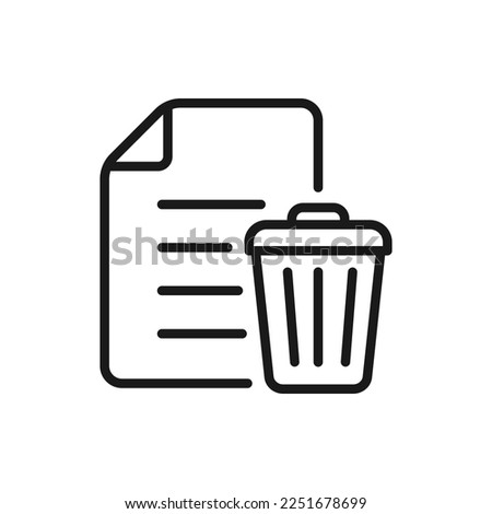 Paper and trash can. Delete file icon line style isolated on white background. Vector illustration