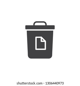 Paper trash can vector icon. filled flat sign for mobile concept and web design. Paper trash bin simple solid icon. Symbol, logo illustration. Pixel perfect vector graphics
