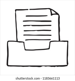 Paper tray doodle icon, vector illustration