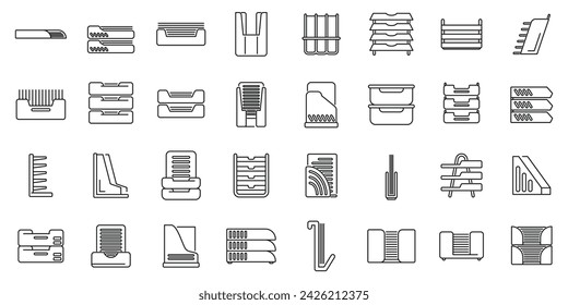 Paper tray icons set outline vector. Office rack storage. File work