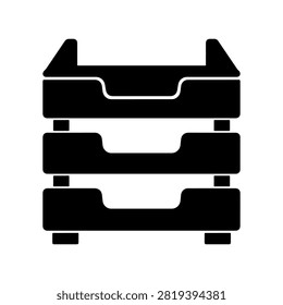 Paper Tray Office Organizer Vector Icon