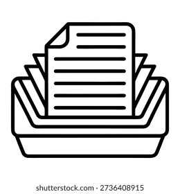 Paper Tray Outline Vector Icon for Document Organization