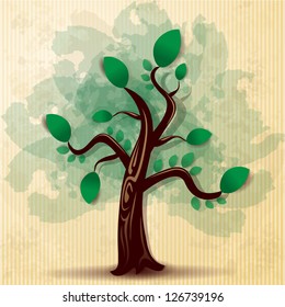 Paper tree, abstract illustration. Vector