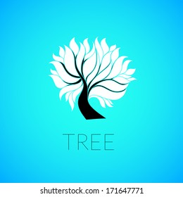 Paper tree, with branch and leaves, vector illustration