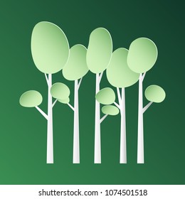 Paper tree flat vector icon. Tree forest illustration background. Nature business concept.