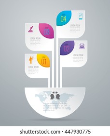 Paper tree infographic design vector and marketing icons can be used for workflow layout, diagram, annual report, web design. Business concept with 4 options, steps or processes.