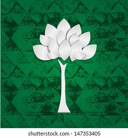 Paper tree on grange background