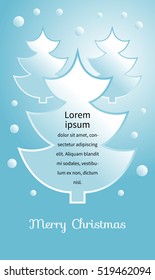 Paper tree. Vector illustration. Christmas card applique