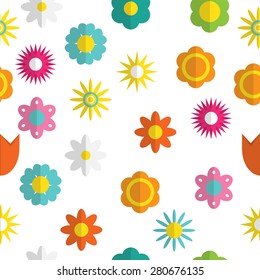 Paper Trendy Flat Flower Seamless Pattern Vector Illustration EPS10