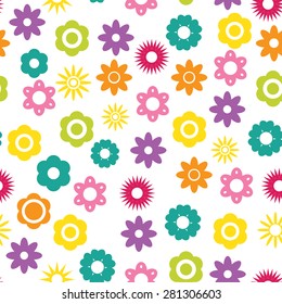 Paper Trendy Flat Flower Seamless Pattern Vector Illustration EPS10