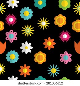 Paper Trendy Flat Flower Seamless Pattern Vector Illustration EPS10