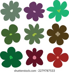 Paper trendy flat flower set vector image