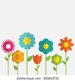 Paper Trendy Flat Flower Set Vector Illustration EPS10