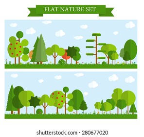 Paper Trendy Flat Trees Set Vector Illustration EPS10