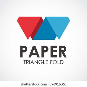 Paper triangle of fold abstract vector and logo design or template origami business icon of company identity symbol concept