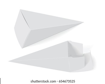 Paper triangular box for your design and logo. Ice cream. It's easy to change colors. Blank vector EPS 10. Mock Up